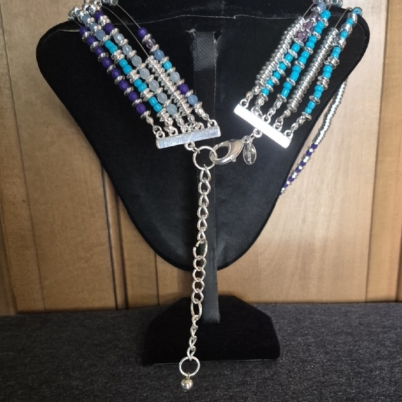 Chico's Silver and Blue Layered Necklace - Picture 2 of 2